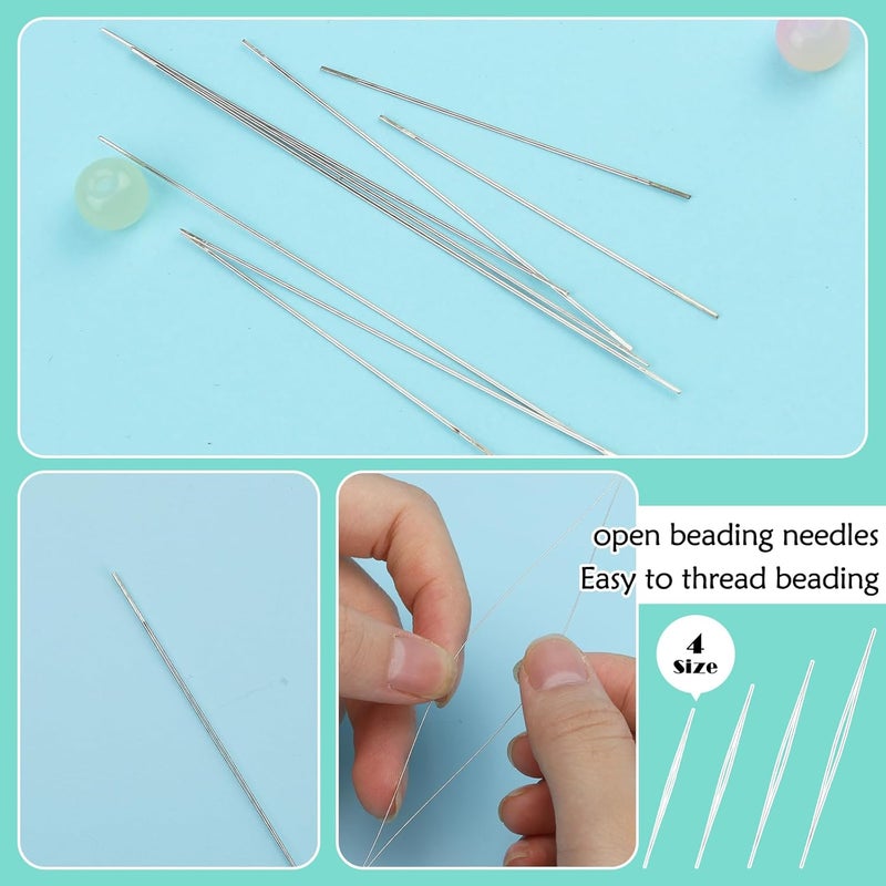 Kogyxe 16 Pcs Big Eye Beading Needles 4 Sizes Beading Needles, Seed Beads Needles Open Beading Embroidery Needles with Threader for Jewelry Making - Image 5